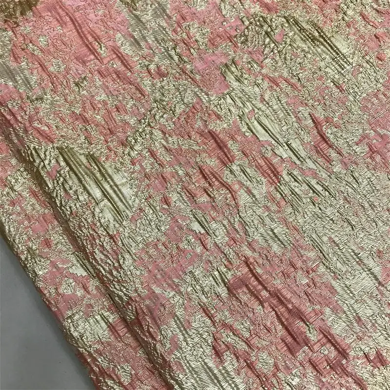 Golden Silk Three-Dimensional Relief Jacquard Fabric Ink Painting Evening Gown Jacket DIY Handmade Clothing Fabric Dress