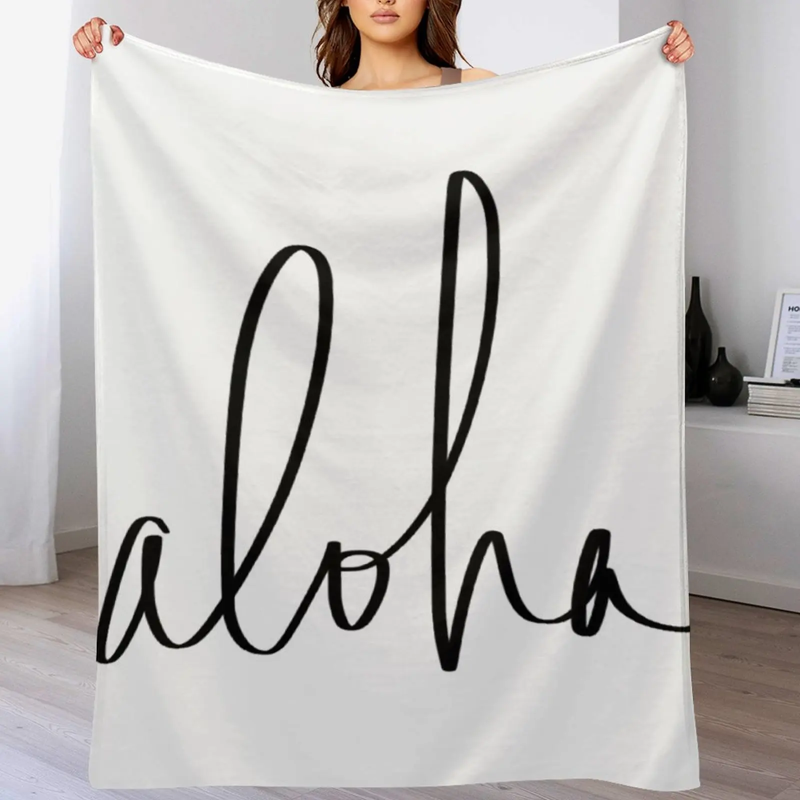 

Aloha Hawaii Typography Throw Blanket Cozy Napping Blanket Gift for Mom Dad