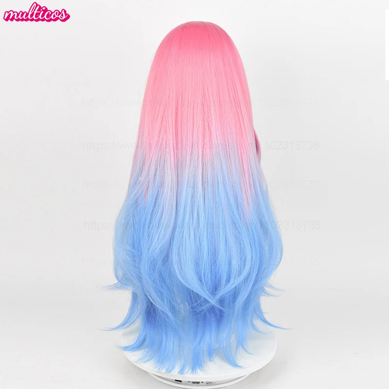 Mizi Cosplay Wig 76cm Long Pink Blue Dyeing Gradient Heat Resistant Synthetic Hair Simulated Scalp Lolita Anime Wigs + Wig Cap - Image 5