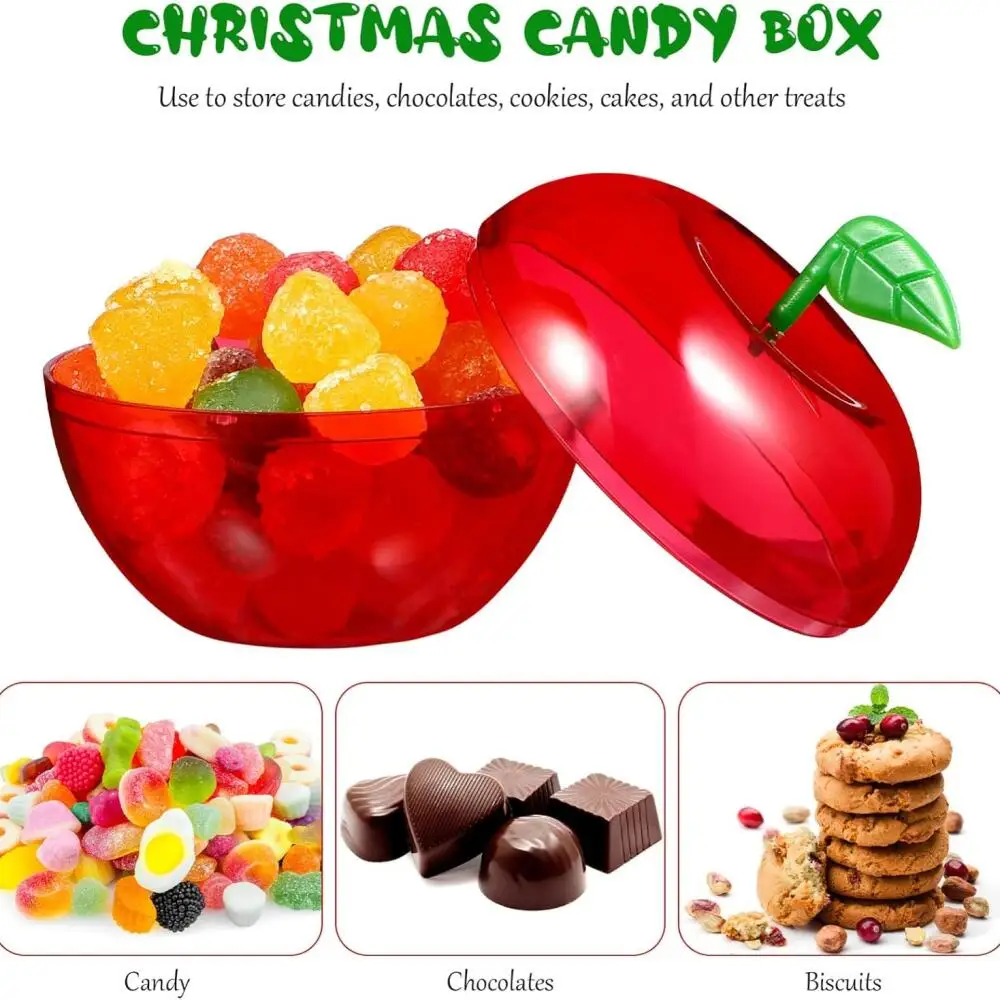 20pcs Apple Containers Snow White Decorations Plastic Cookie Jars Red Apple Container Candy Boxes Apples Gift Party Favor