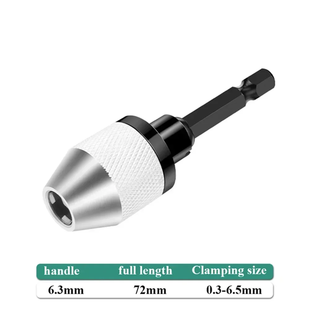 Drill Chuck Keyless Screwdriver Impact Driver Adaptor Electric Motor Power Tool Clamp Chuck Fixture 6.35mm Hex Shank Drill Bits