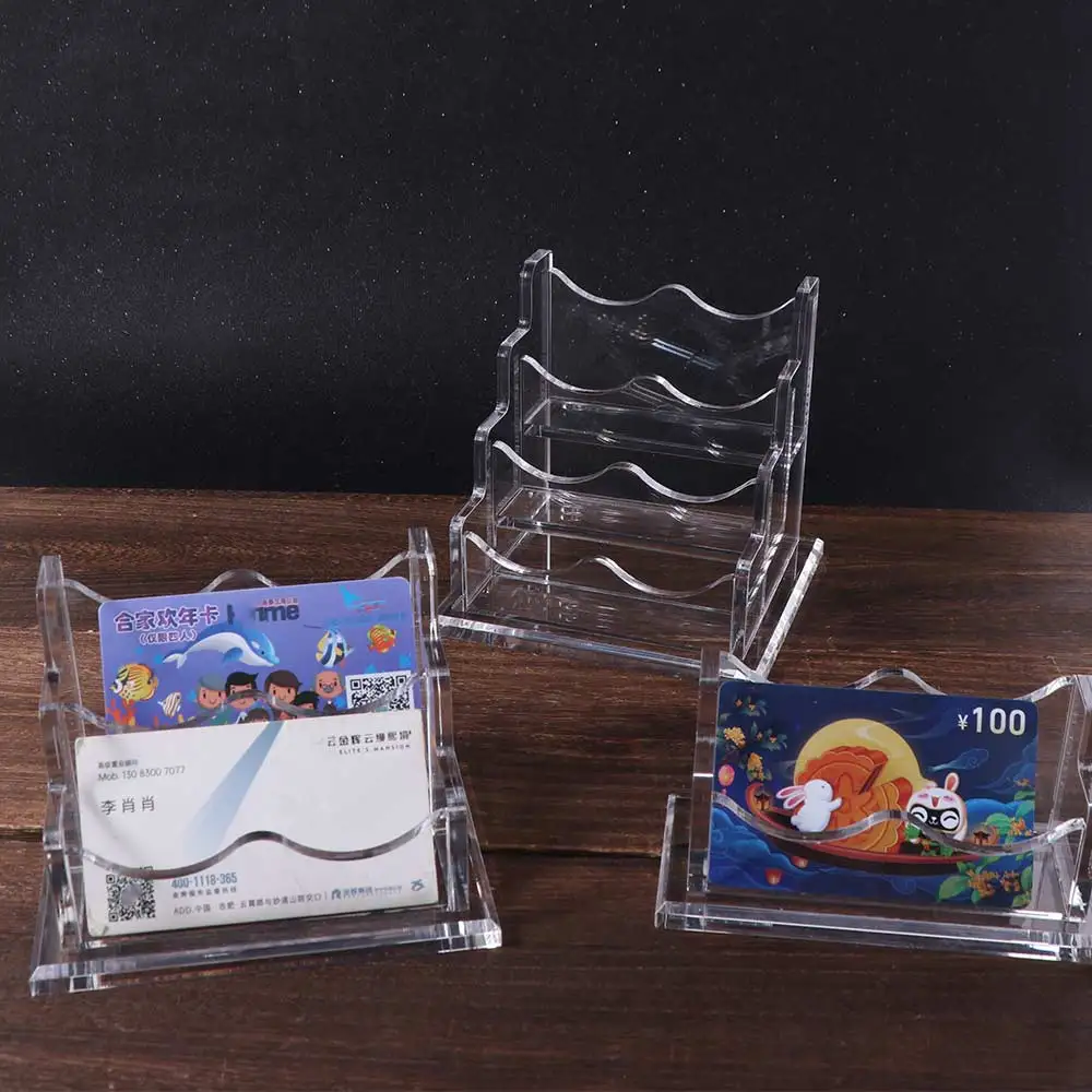 حامل بطاقة عمل من الأكريليك الشفاف، حامل عرض مكتبي سميك أنيق، رف تخزين منظم من الأكريليك عالي السعة #5