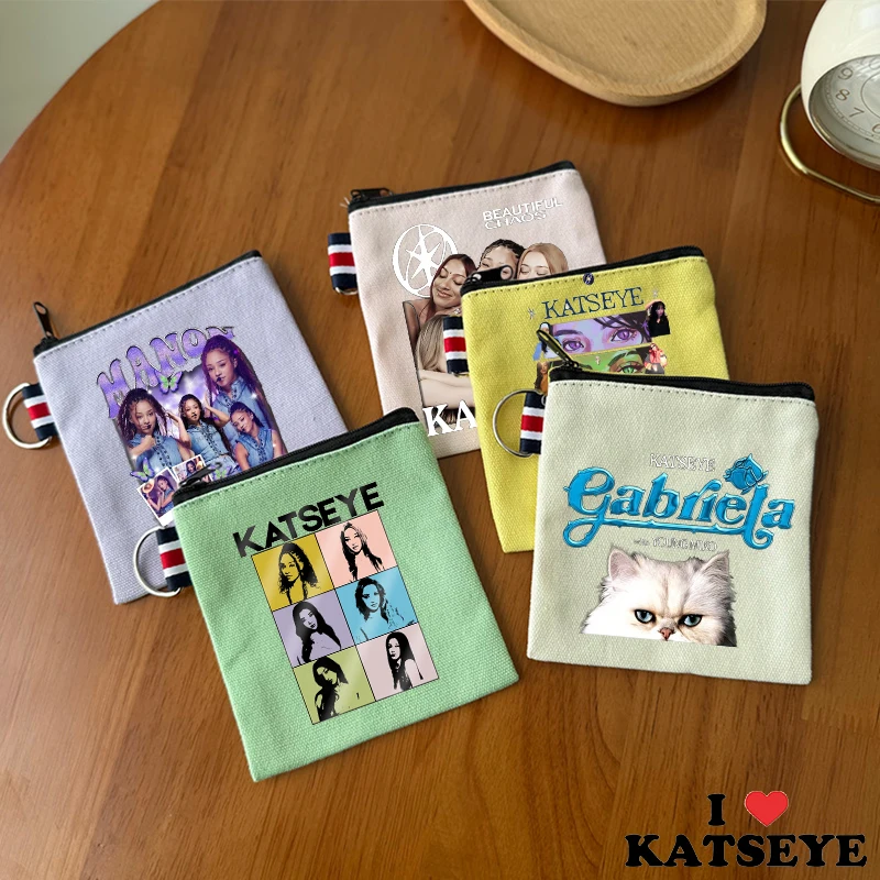 Fashion K POP K-KATSEYE Coin Purse Cute Sweet Canvas Bags Multi Functional Storage Bag Trendy Cool Mini Square Bag Birthday Gift - Detail 1