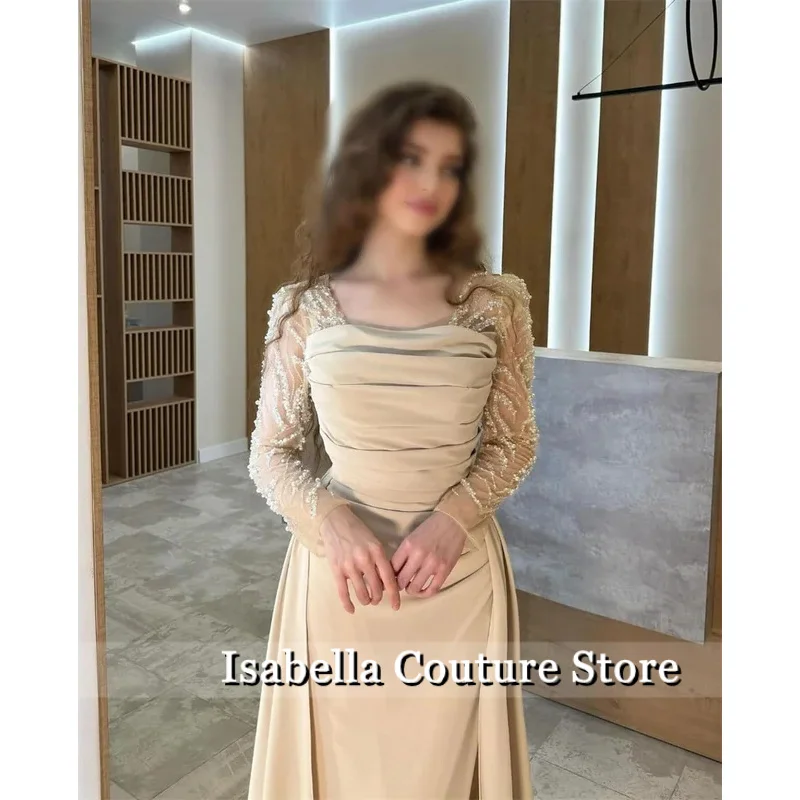 이사벨라 화이트 머메이드 스팽글 프롬 드레스 롱 트레인 맞춤 이브닝 드레스 롱 트레인 베스티도 데 갈라 노체 무헤르