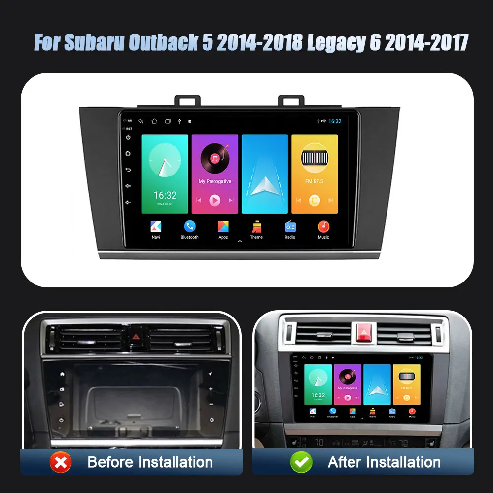 Android 14 For Subaru Outback 5 2014-2018 Legacy 6 2014-2017 Wireless Carplay Screen Car Radio Multimedia Navigation Player