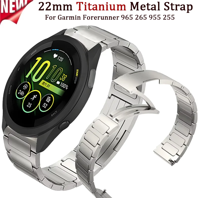

22mm Titanium Metal Strap For Garmin Forerunner 965 265 955 255 Luxury Wristband For Garmin Venu3/2 Vivoactive 4 Bracelet Correa