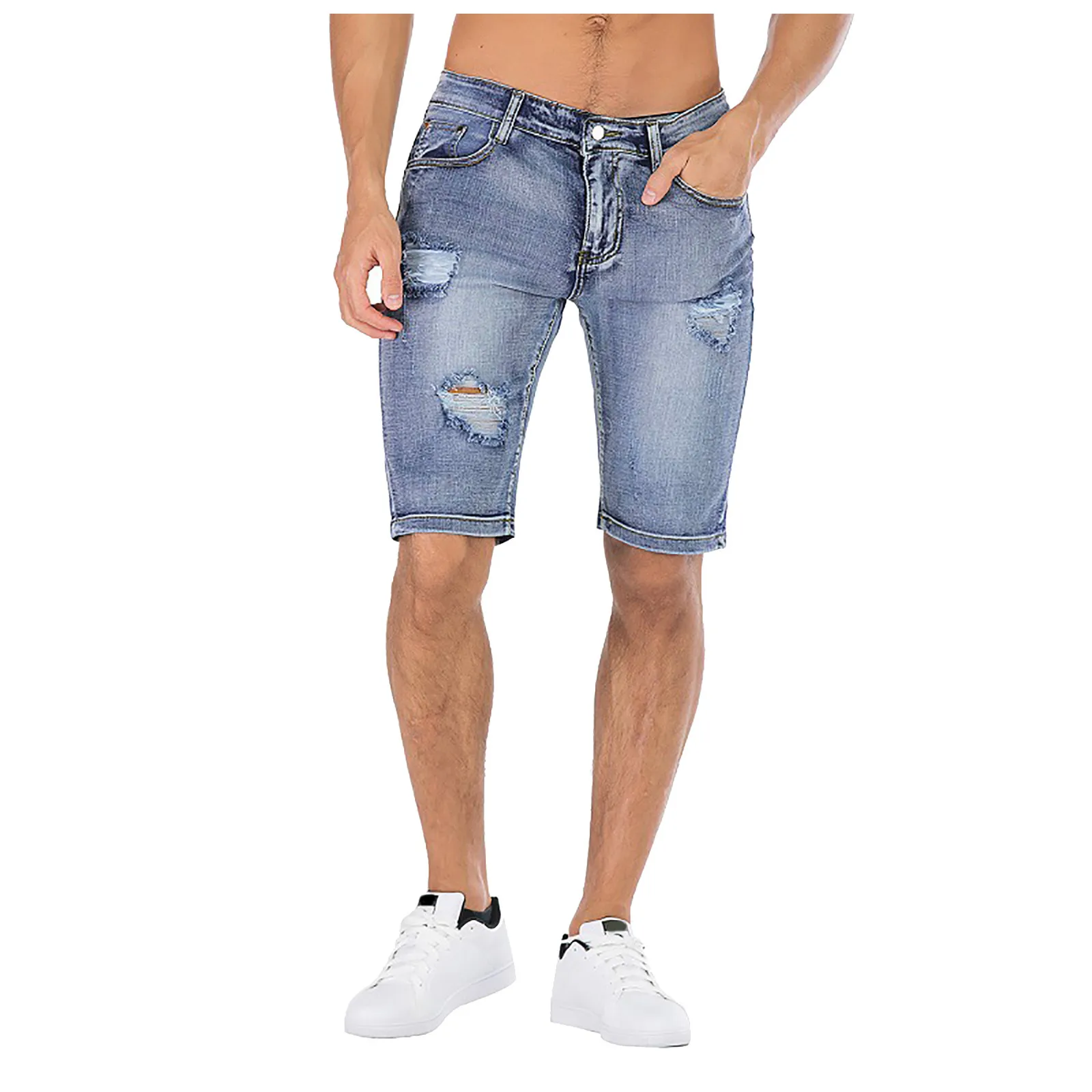 Calça jeans curta stretch slim fit masculina, shorts jeans elásticos, roupas de marca masculina, moda casual de alta qualidade, verão, nova