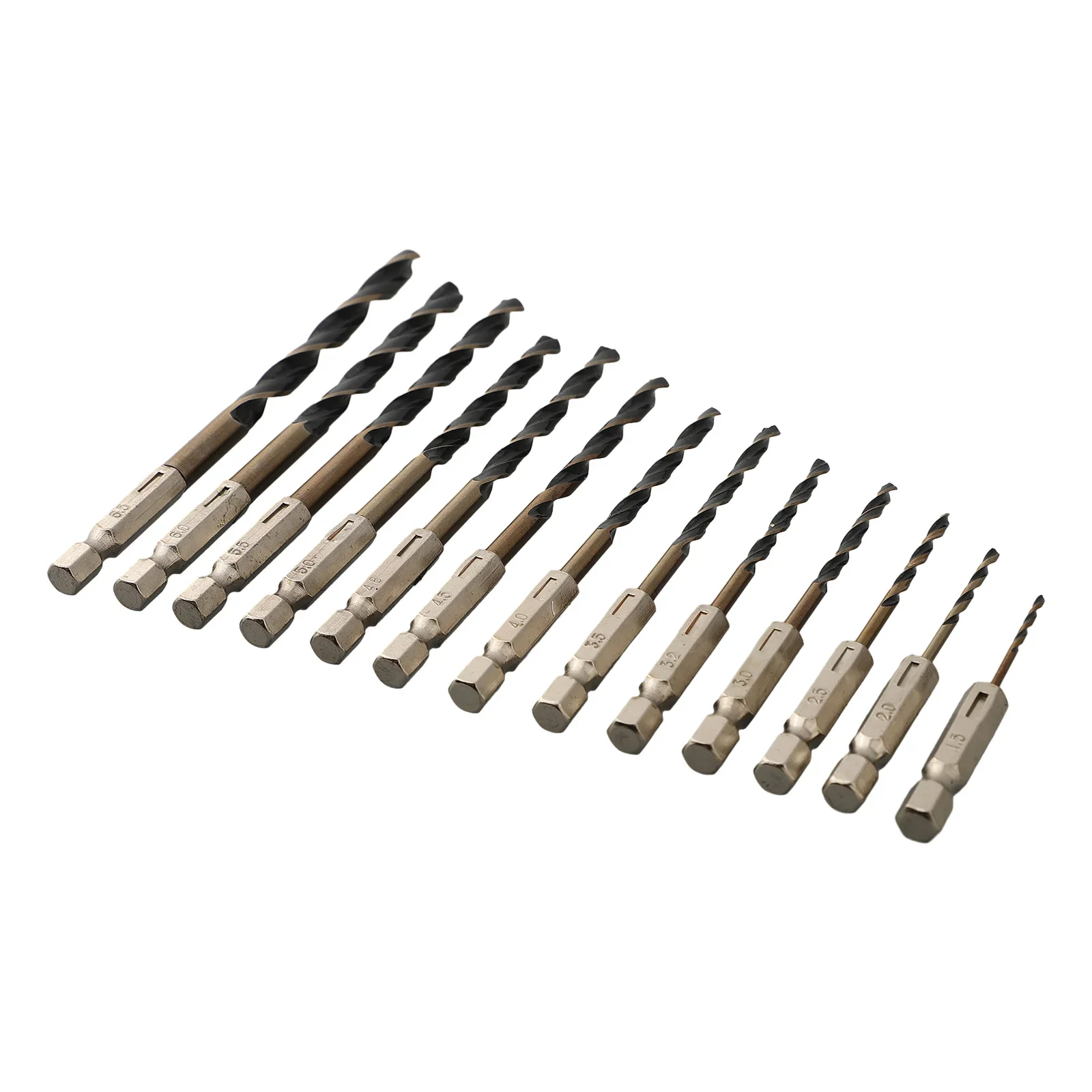

High Quality Practical Drill Bit Drills Accessory Tool HSS Titanium Coated 1.5-6.5mm 1/4 Hex Shank 6.35mm Shank