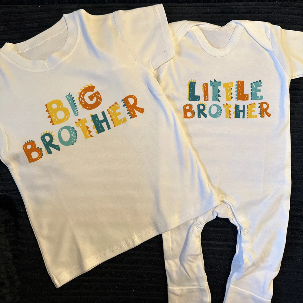 Big Brother/Little Brother Matching Sibling Kids T-shirt and Baby Grow Baby Shower Gifts Baby Coming Home Outfits Sibling Cloth