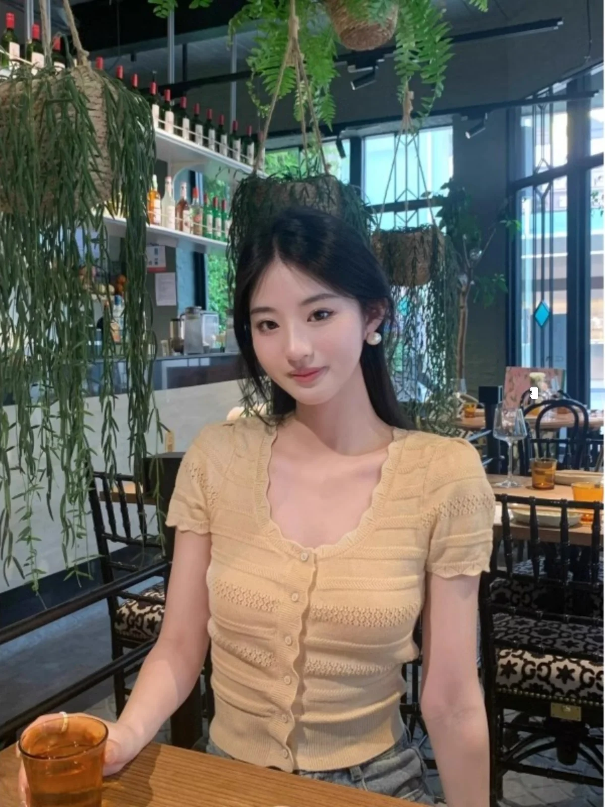 

Ice Silk Knitted Short Sleeve Open Cardigan U-Neck Regular Fit Summer T-Shirt Korean Style Commute Pure Color Unique Top