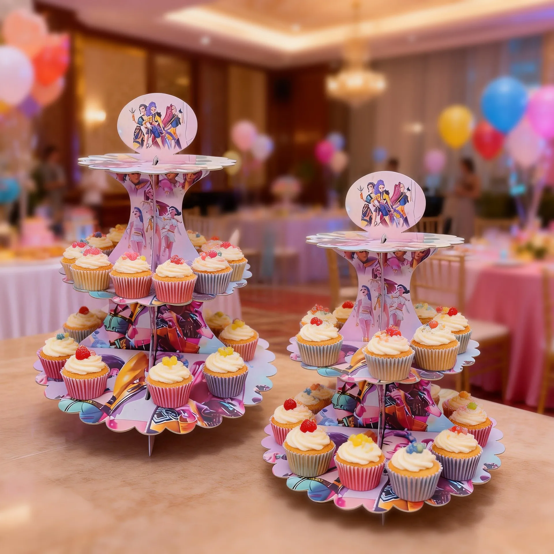Anime Lumi Mila Zoi Hexenjäger Cupcake-Ständer Einweg-Papier-Kuchenturm Dessert-Tisch-Deko Kinder Mädchen Geburtstagsparty-Zubehör – Detail 5
