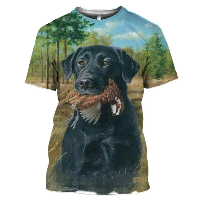 Wild Duck Hunting Dog T-shirt For Men 3D Jungle Camouflage Printed Men's T shirts Summer Fashion Short Sleeve Tees Tops Clothing