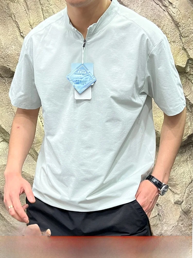 

Мужская футболка Spor ort Sve с лазерной просверленной подмышкой Qui Dry Moisture ng f Zip Свободный крой из полиэфирного волокна