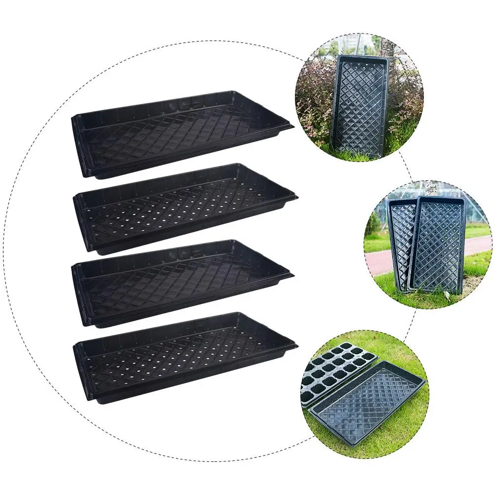 냄비 플라스틱 트레이에 대 한 4 Pcs 물 묘목 트레이 하단 기본 식물 냄비 직사각형 꽃 저장소