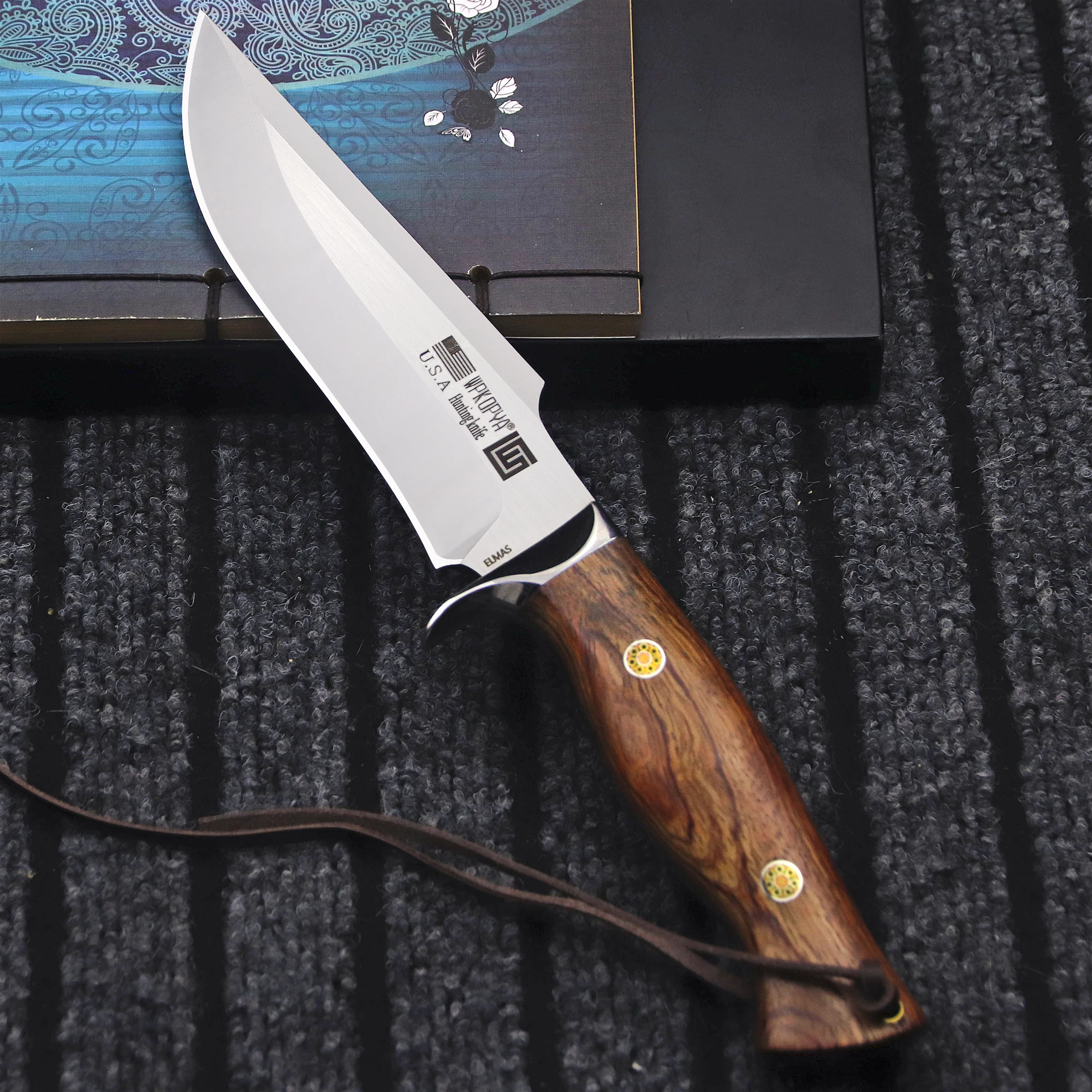 WPKOPYA USA M390 Hunting Full Tang Straight Knife + Sheath, Outdoor Survival Straight Knife, EDC Tactical Knife