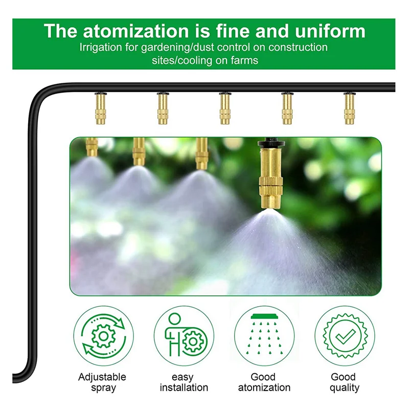 

90Pcs Watering Nozzle Adjustable Copper Irrigation Water Fog Sprinkler Head Mini Misting Greenhouse Accessories-B61B
