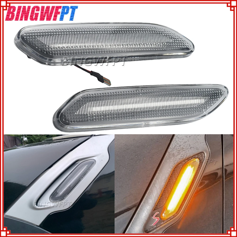 2PCS Car LED Dynamic Side Marker Turn Signal Repeater Light Sequential Blinker Lamp For Mini Cooper R60 R61 Countryman 2011-2019