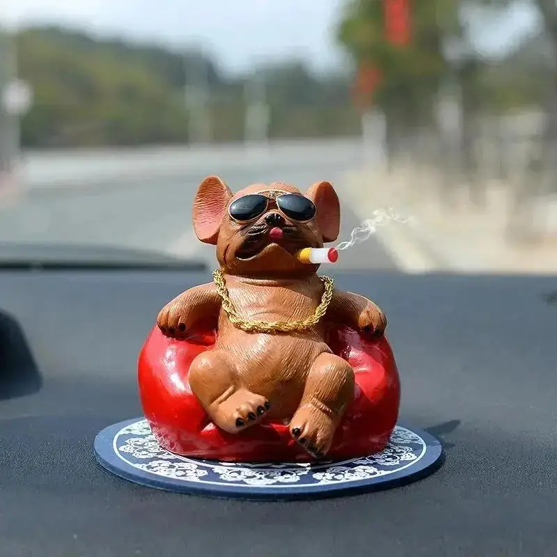 Social Dog Car Accessories Car Bulldog Ornament Domineering Sofa Dog Console Dashboard Animal Action Figure Auto Decoration