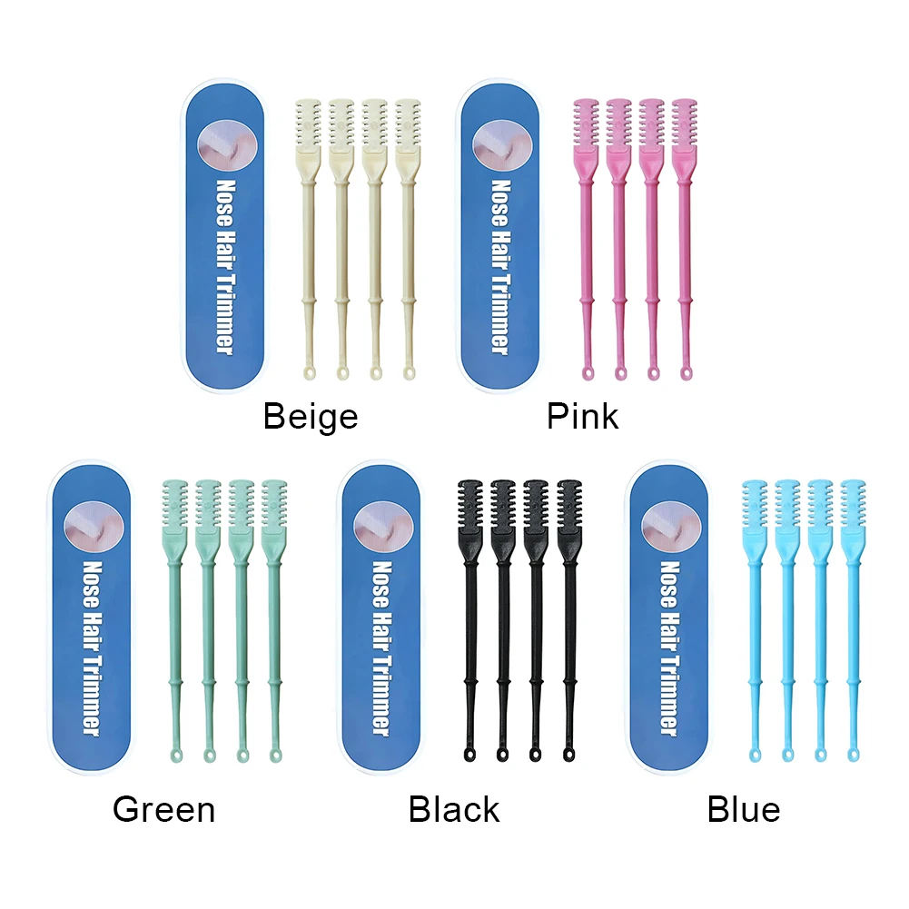 4Pcs Nasal Hair Cutter Nose Hair Trimmer 2-in-1 Manual Nostril Hair Removal Tool Double Sided Blade Hair Removal Accessory