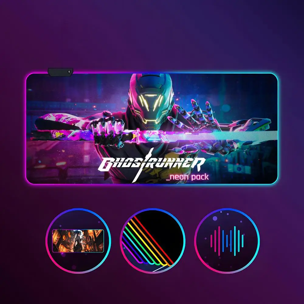 

Game Ghostrunner Mouse Pad RGB Luminous 900X400mm Large Table Mat Non-slip Extra Large Game Office Mouse Pad