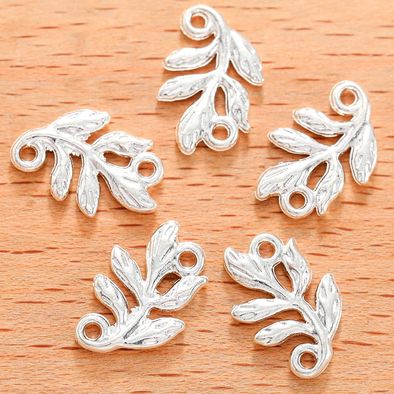 30pcs Double Hole Leaves Charms for DIY Jewellery Making