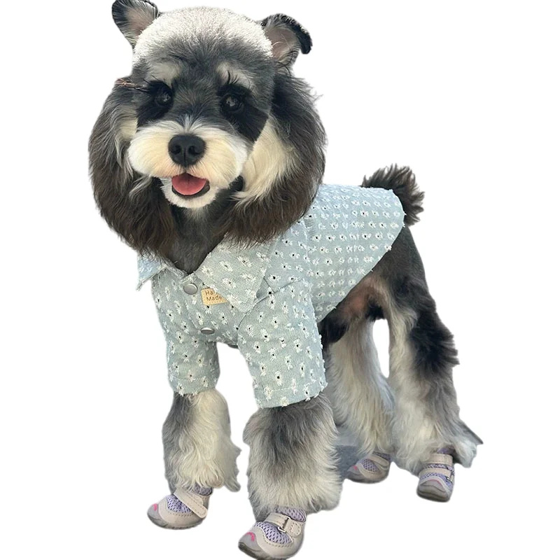 Primavera otoño ropa para perros Jeans camisa gato cachorro Yorkie Pomeranian maltés Bichon caniche Schnauzer Corgi ropa para mascotas