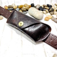 Blongk Glasses Case Waist Bag Genuine Leather Sunglasses Box Pocket Belt Pack Portable Men Women YJHd-55