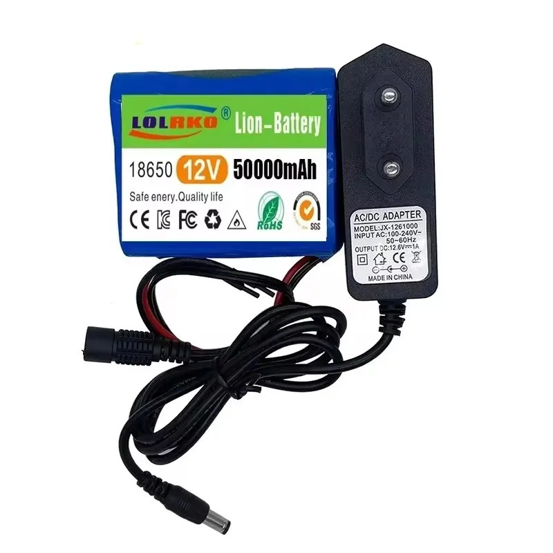 12V 50000mah battery 18650 Li-ion 50Ah Rechargeable batteries with BMS Lithium Battery packs Protection Board +12.6V Charger