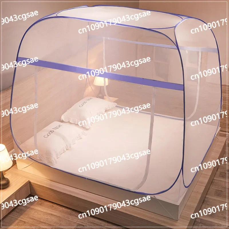 Summer new mosquito net installation-free yurt tent zipper bottom integrated steel wire net foldable household