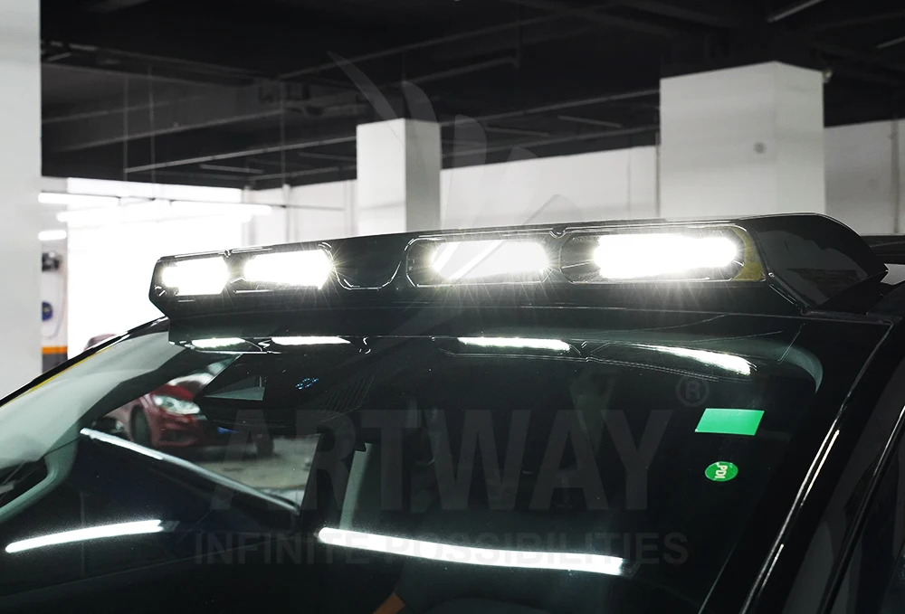 폭스바겐 아마록 2023용 자동차 개조 액세서리 탑 라이트 LED 루프 라이트 포드 글로시 블랙