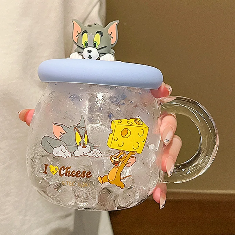 Tom i Jerry Śliczny szklany kubek Kawaii z kreskówek Kubek do kawy Uroczy wystrój domu Urocza peryferia Dekoracja stołu Prezenty świąteczne