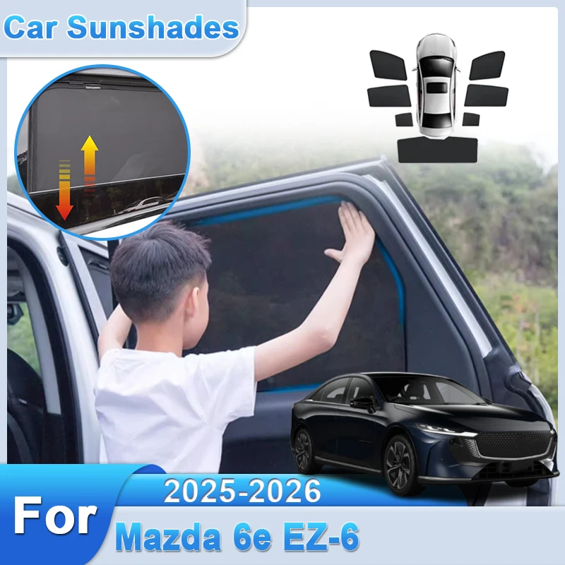 

For Mazda 6e Accessories EZ-6 J90A 2025 2026 Mesh Magnetic Sunshade Sun Shade Window Curtain Visor Anti UV Cover Car Body Kits