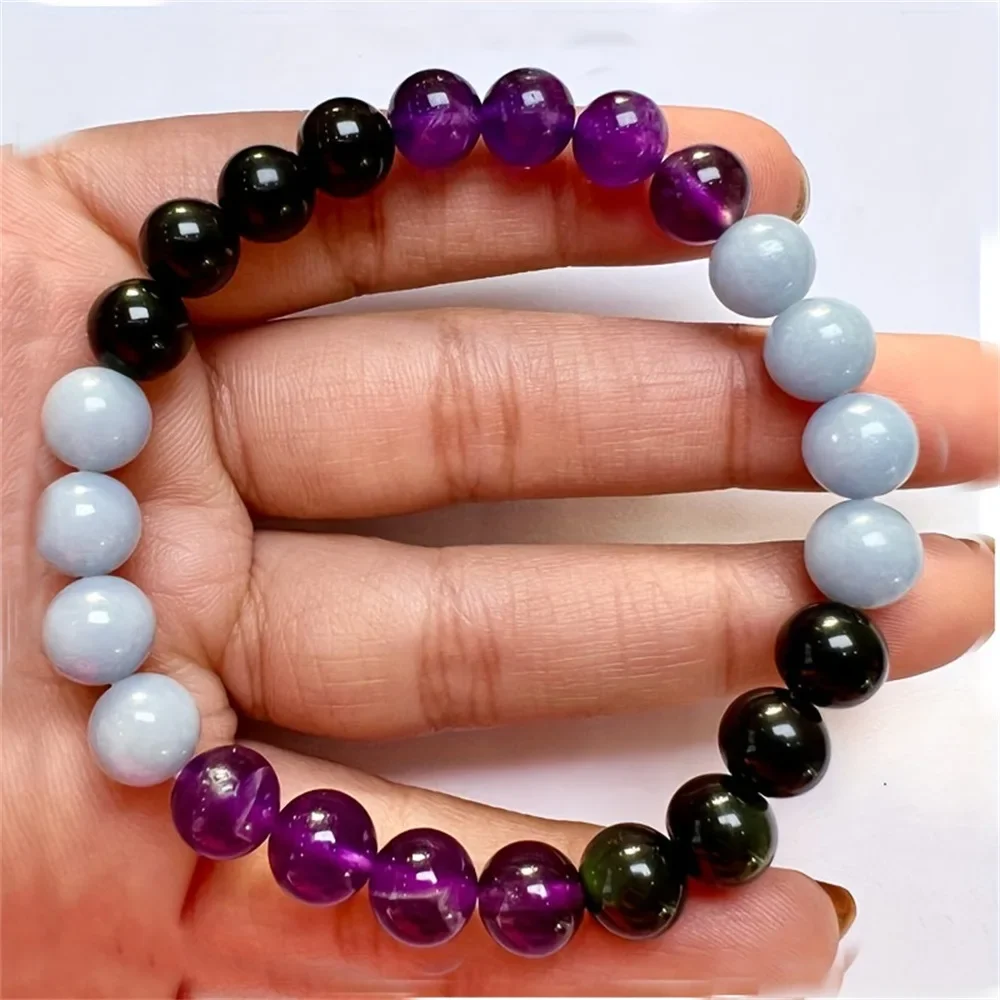 

5pcs Classic Natural Stone Energy Relief Bracelet for Men Women Fashion Purple Blue Black Stone Beading Creative Strings Jewelry