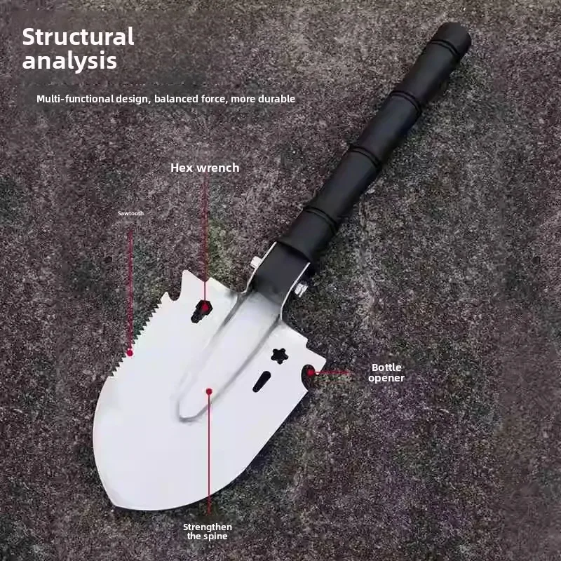 Outdoor Engineer Shovel, Multi-functional, Non-folding, Portable, Shovel For Climbing, Camping, Fishing, Digging, And Earthmovin