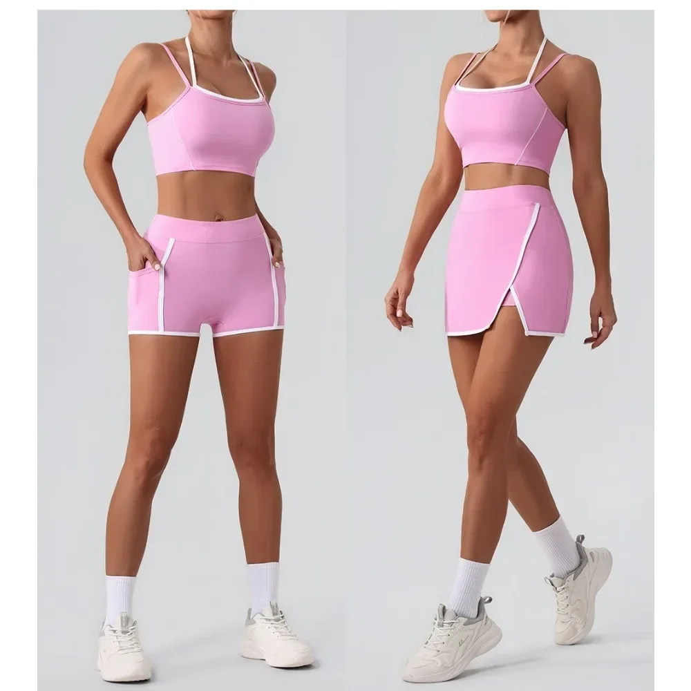 

Women's Yoga Sets 2PCS Tracksuit Fitness Suit Sportswear Workout Shorts Sports Bra High Waist Leggings Gym Clothing Sports Suits