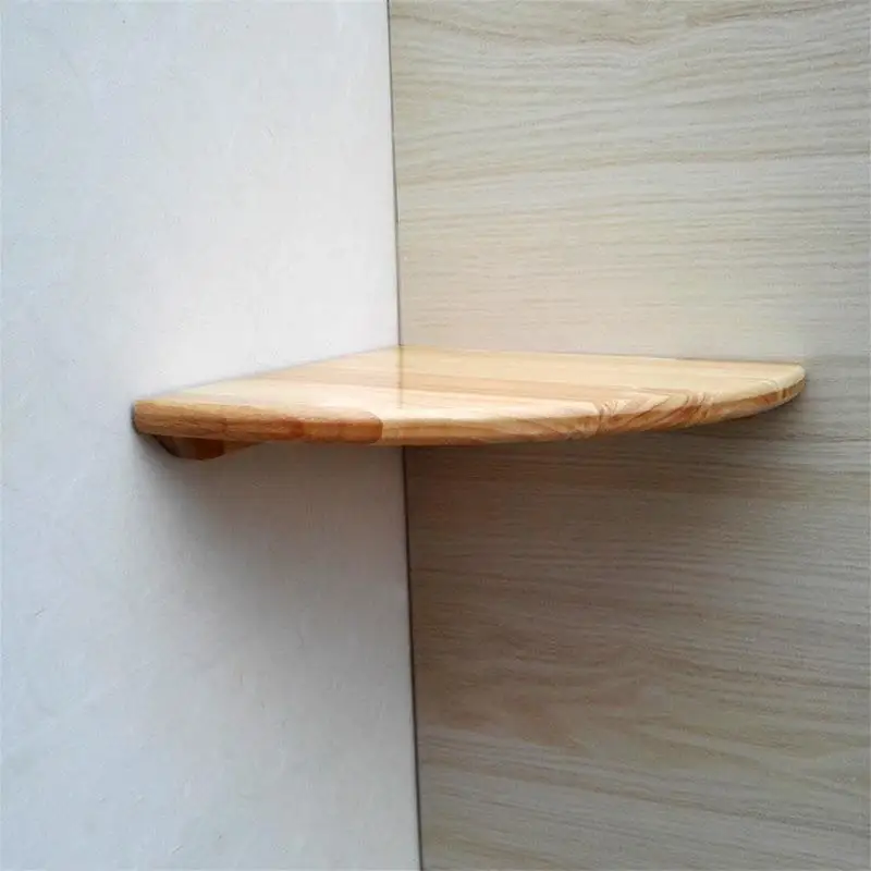Wooden Wall Mounted Storage Rack Rubber Wood Corner Wall Shelf U-Shaped Partition Display Stand Home Decor Organization