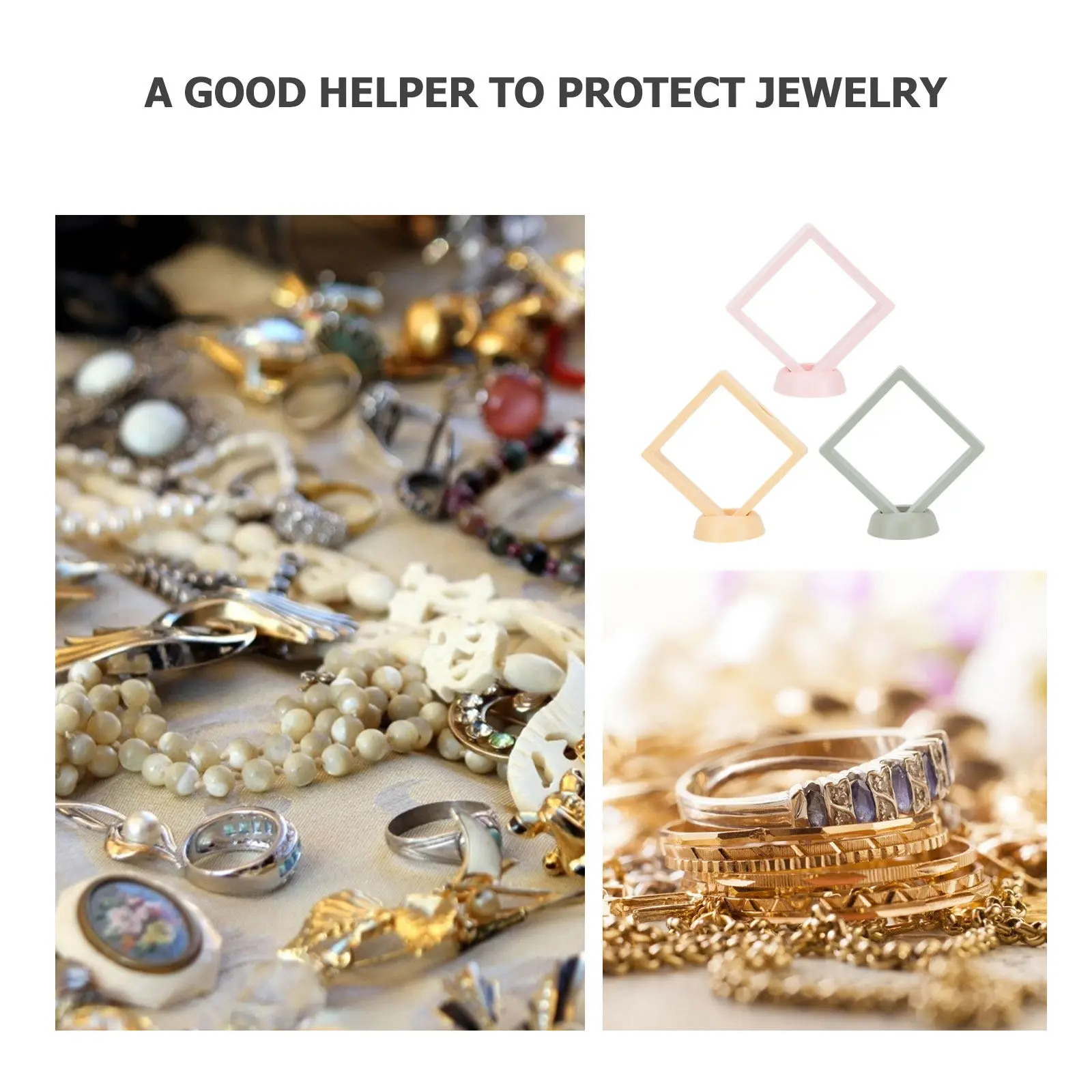 

3 комплекта прозрачных футляров для украшений из пленочного материала, органайзеры для хранения и демонстрации украшений, домашние подставки с нижней опорой, разные цвета