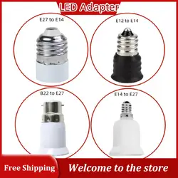 Adaptador LED E27 a E14 E14 a E27, convertidor de portalámparas B22 a E27, extensor de enchufe para iluminación