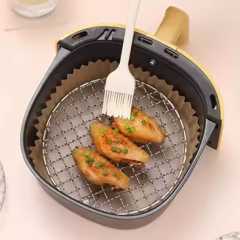 Portable Round Air Fryer Rack Stackable with Foot Grid Grill Stainless Steel Cooling Rack Home Kitchen Oven Steamer Cooker