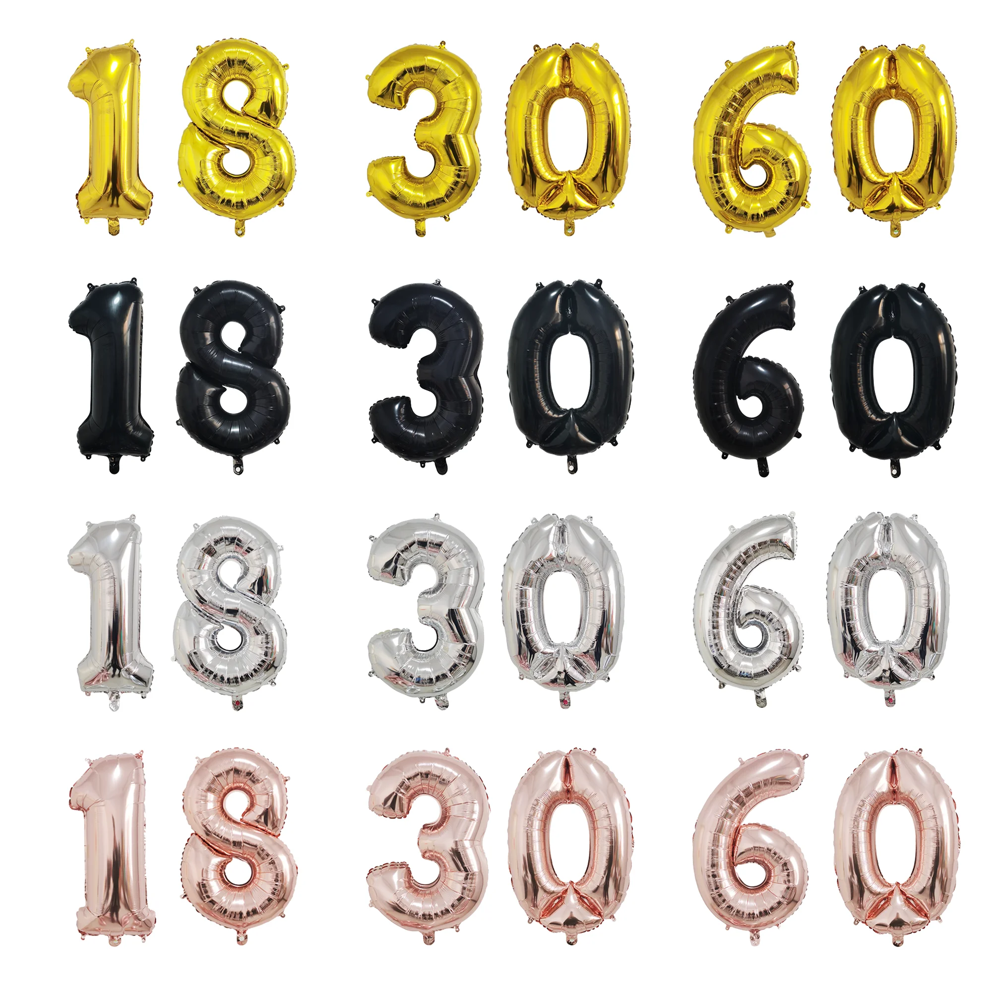 2Pcs 32 Inch Gold Silver Black Helium Foil Number Balloon 16 18 30 40 50 60 70 80 90 Happy Birthday Party Decoration Supplies