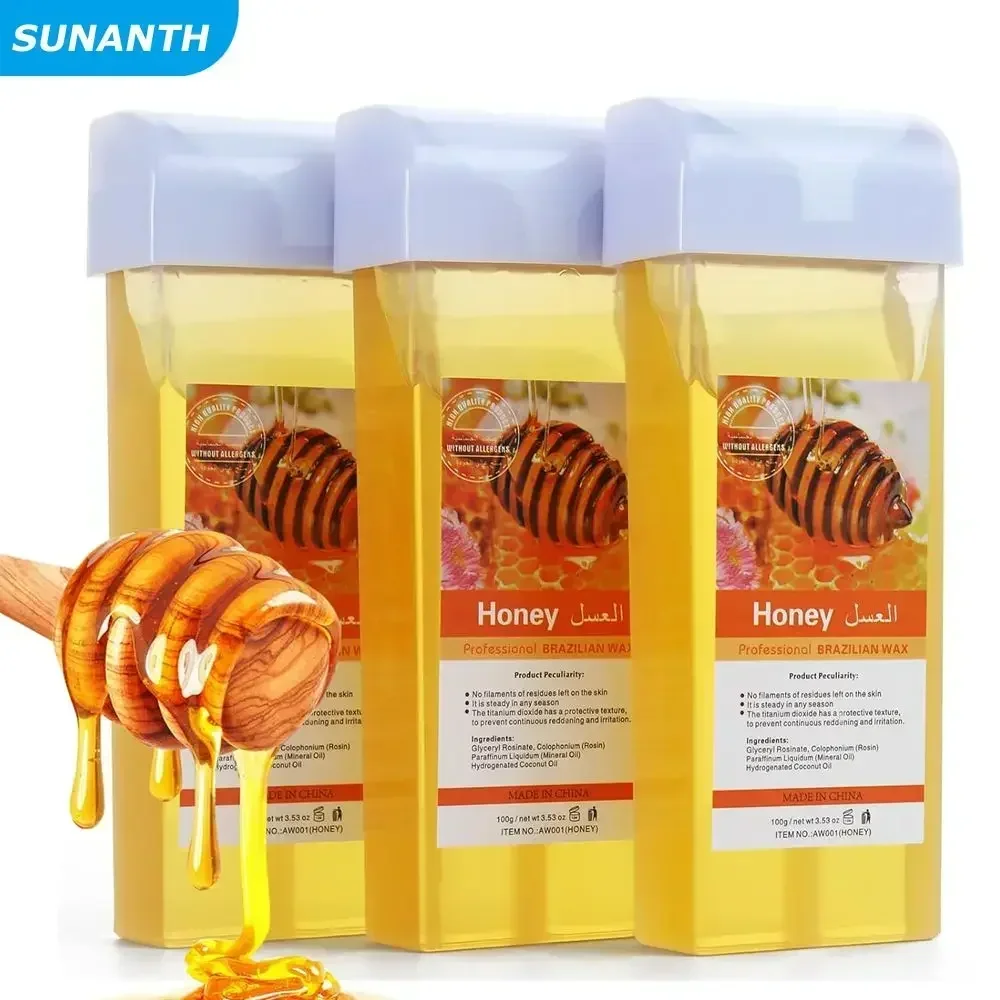 

Безболезненный воск для депиляции в роликовом аппликаторе с медом и алоэ вера, картридж для удаления волос на бикини и теле, совместим с воскотопками.