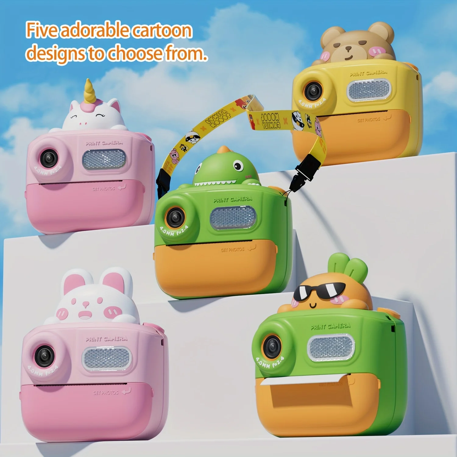 كاميرا رقمية محمولة للأطفال 1080P عدسة مزدوجة 2025 هدية رأس السنة كاميرا بصرية مطبوعة حرارية فورية للأطفال