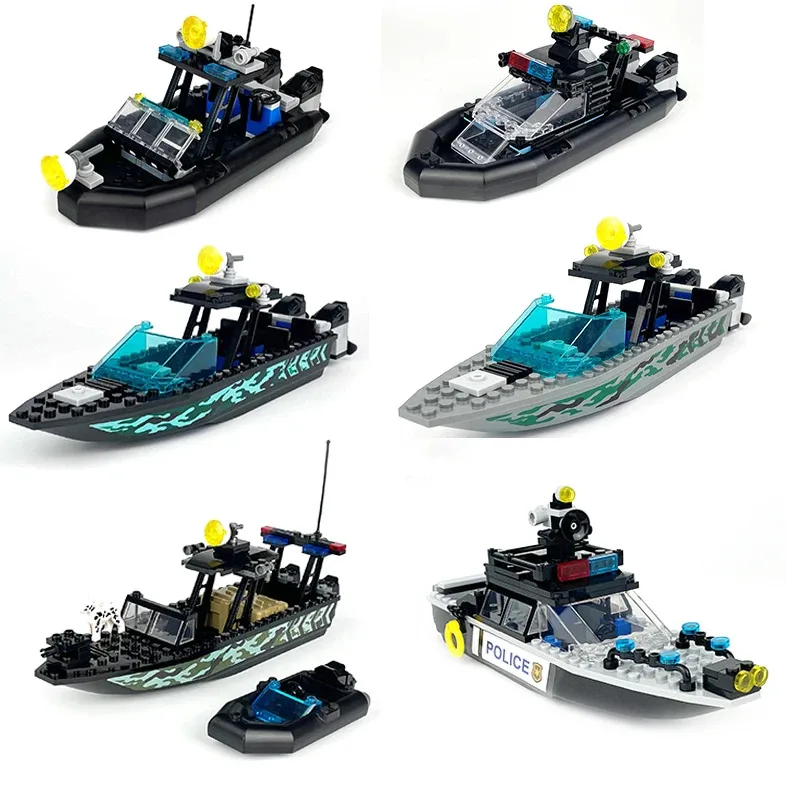 

Giant Python assault boat sea operation children assemble small particle building blocks toys rubber boat hull education toys
