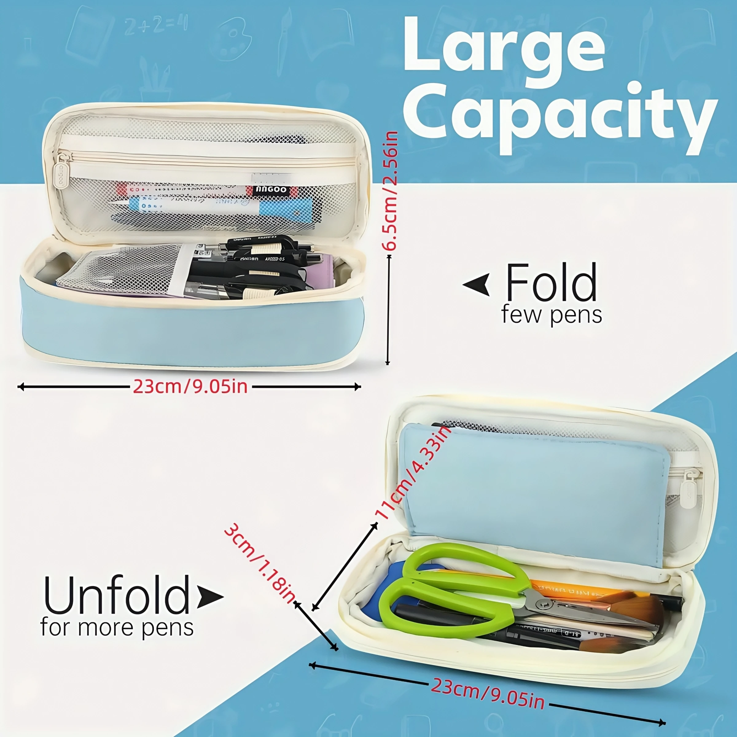 Large Capacity Simple Pencil Case Portable Aesthetic Pencil Bag Office Large Capacity Storage Bag Suitable for School Office