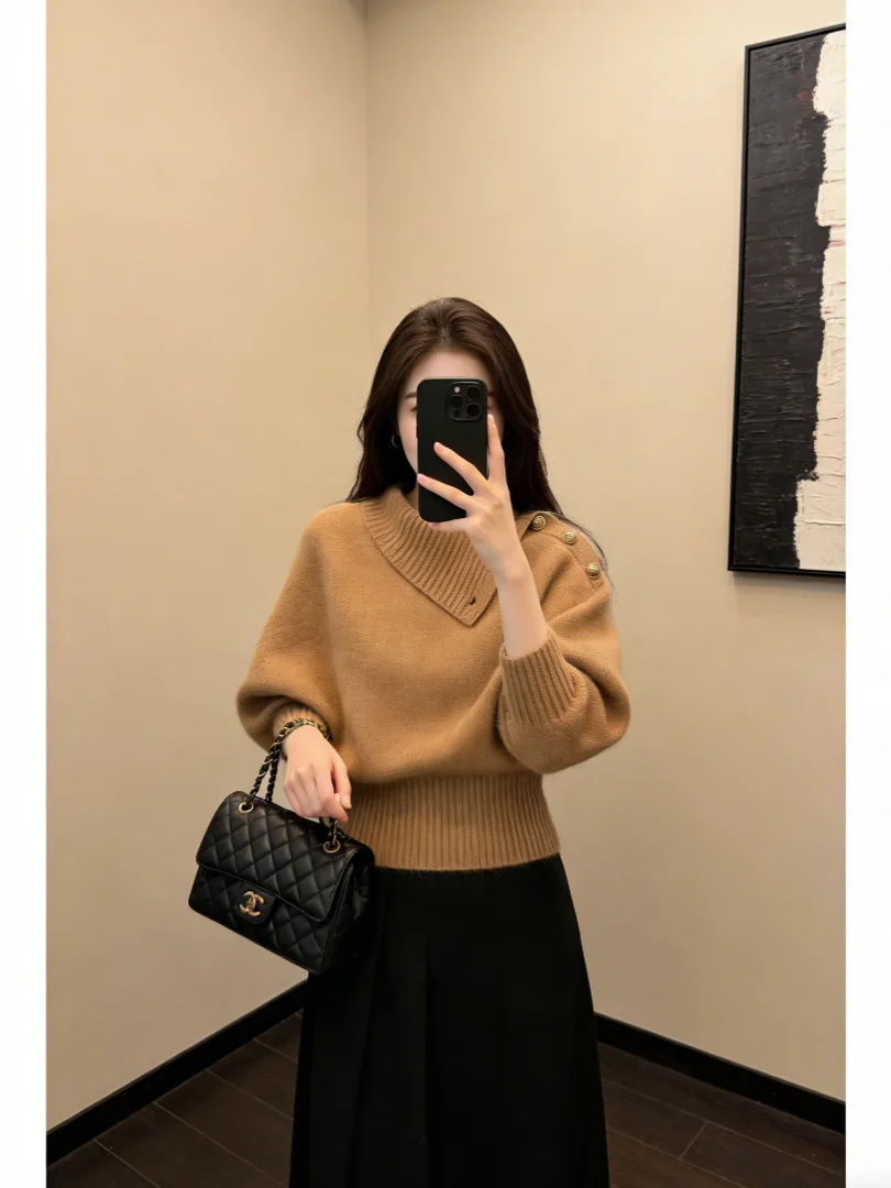 

Уникальный шикарный красный вязаный свитер в корейском стиле для зимы: повседневный, удобный, свободного кроя, простой дизайн, для прогулок