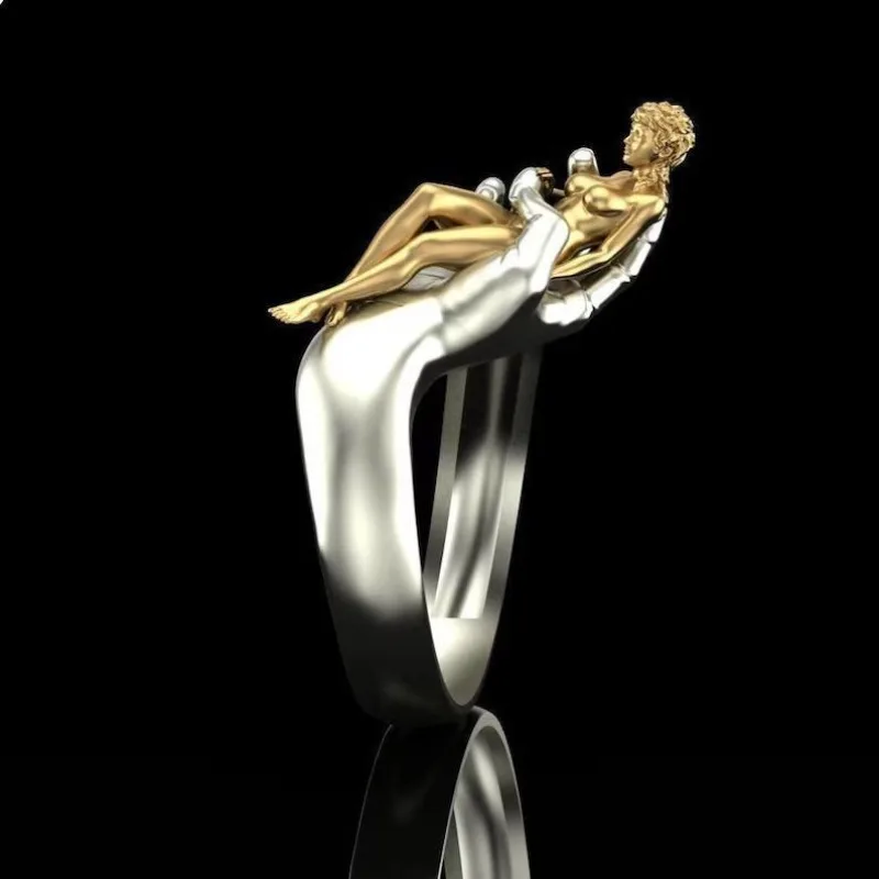 خاتم حب ذهبي عصري جديد لعام 2025، للرجال والنساء يحتضن الفن بإصبع مفتوح، الهالوين وعيد الميلاد #1