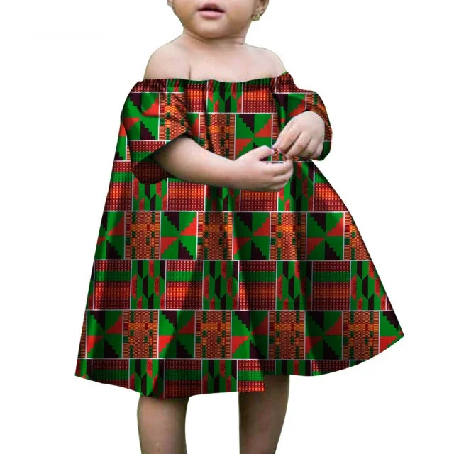 فستان الباتيك الأفريقي الصيفي مع نمط مطبوع فستان طويل للأطفال الملابس الأفريقية التقليدية من بازان الثراء