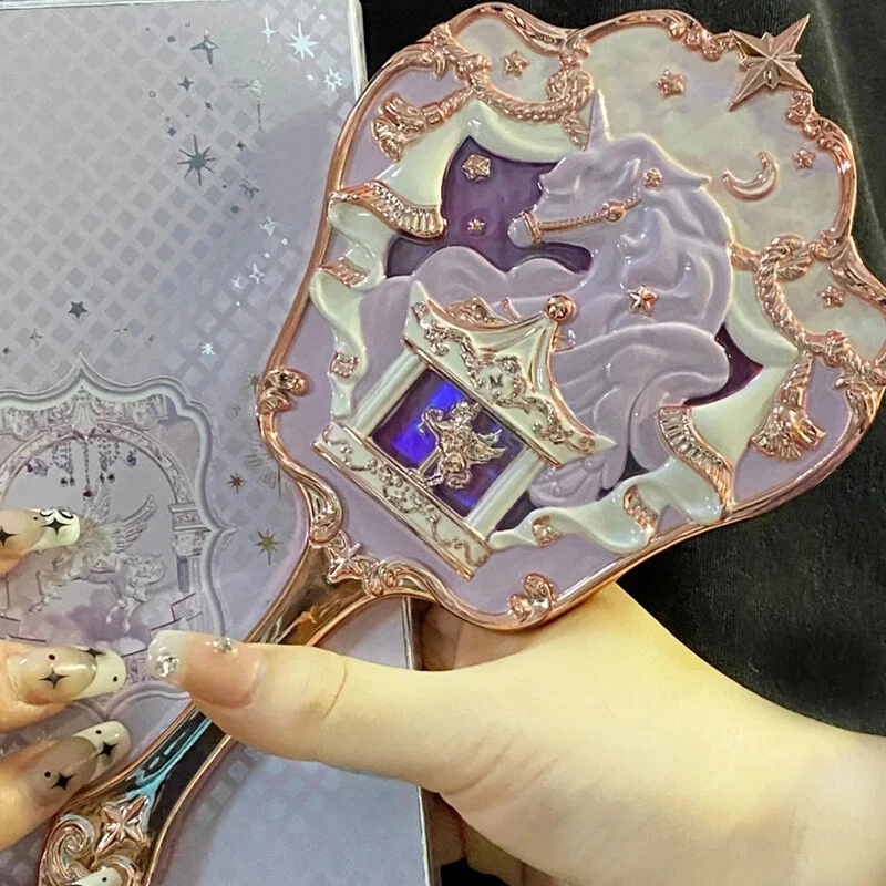 フラワーナウ ユニコーン クリスタル ハンドヘルドミラー 化粧鏡 周辺機器