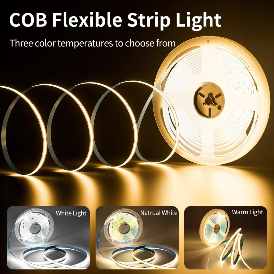 

USB COB LED Strip Light 5V 320LEDs/M Touch Dimming Flexible Light Strip Kitchen Wardrobe Cabinet TV Stair Backlight Lighting