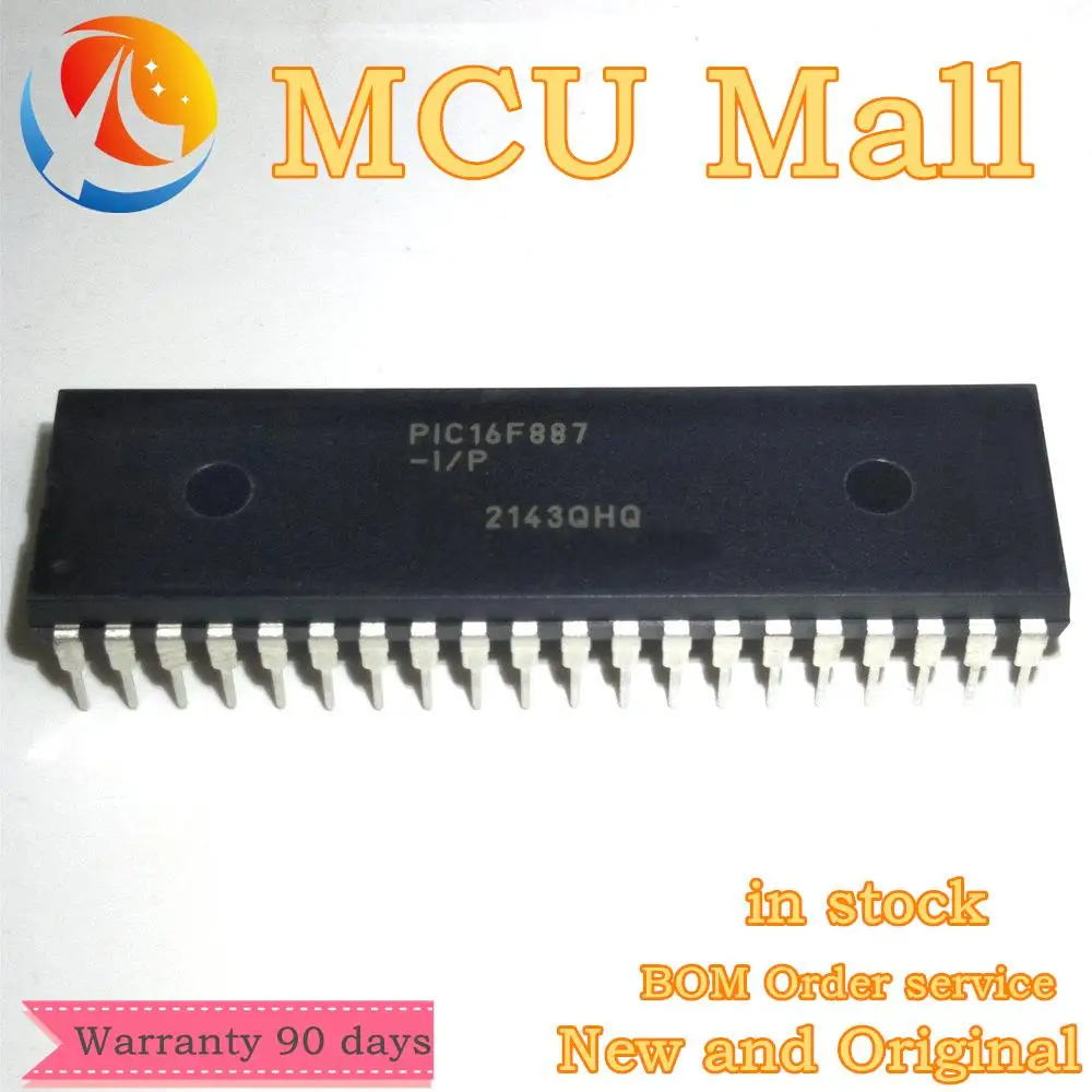 1PCS  PIC16F887-I/P PIC16F887 16F887 DIP40 IC